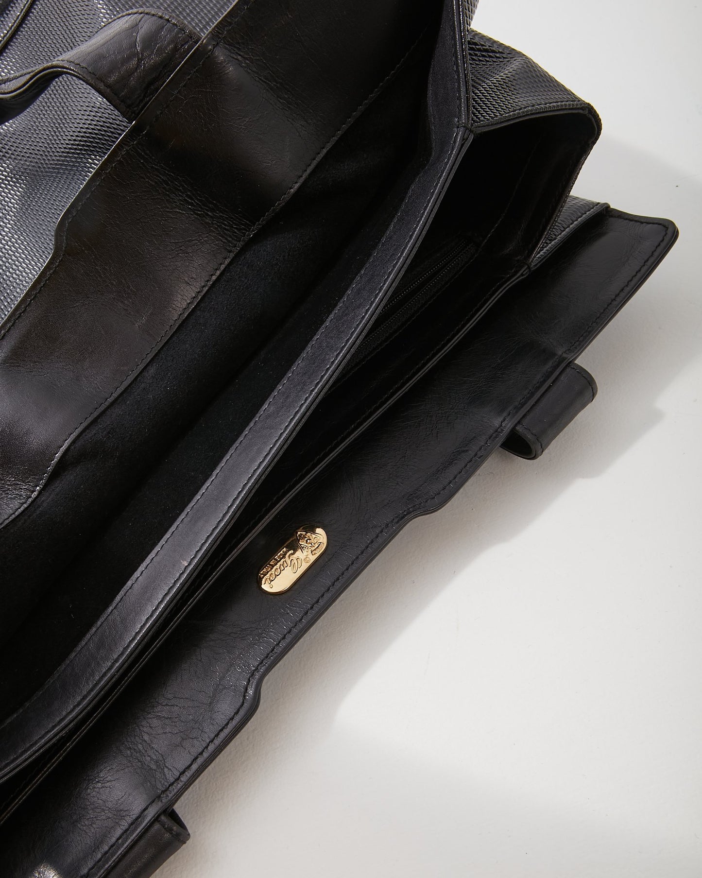 Gucci Black Textured Leather Vintage Top Handle Bag