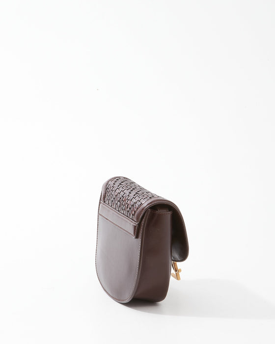 Saint Laurent Brown Woven Leather Small Kaia Bag