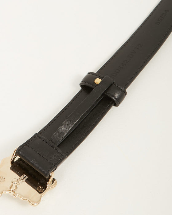 Versace Black Leather Gold Buckle Medusa Belt - 85