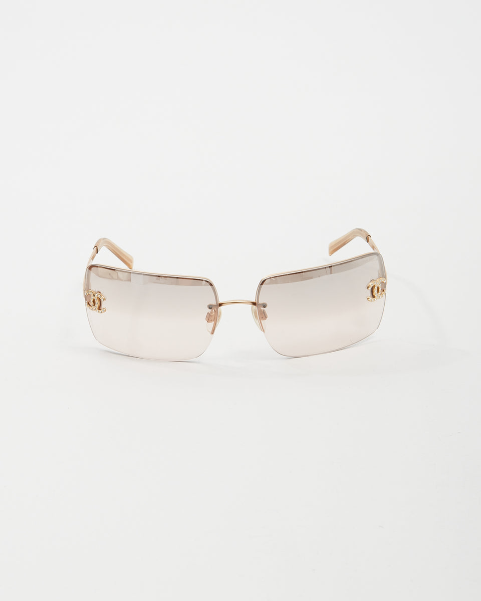Chanel Gold Square 4092-B Rhinestone CC Sunglasses – RETYCHE