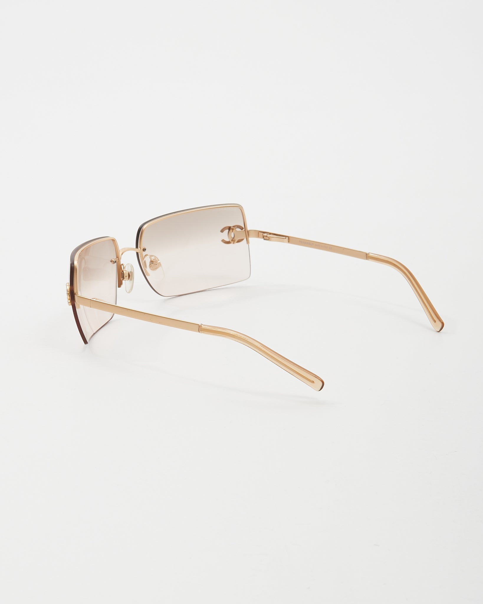 Chanel Gold Square 4092-B Rhinestone CC Sunglasses
