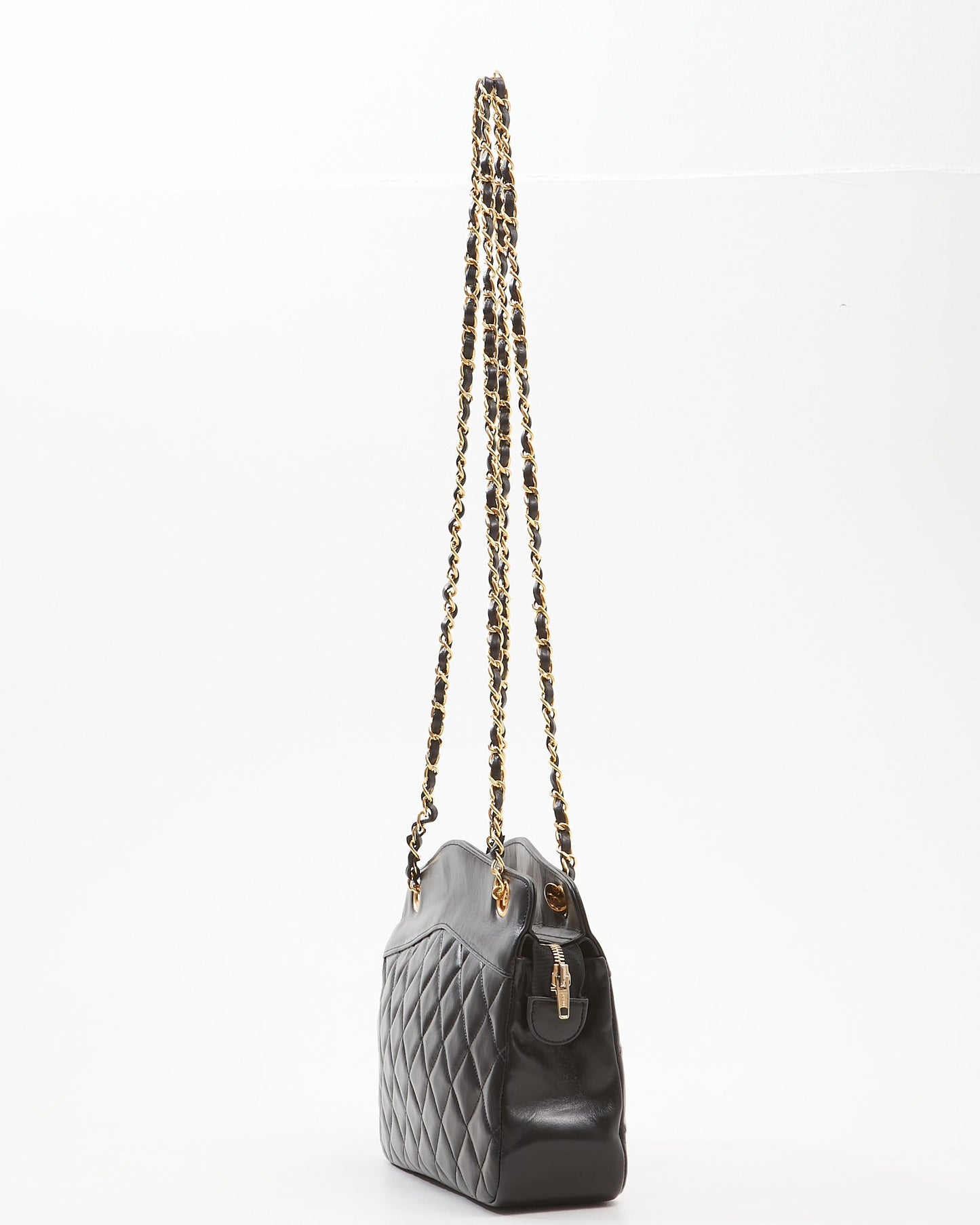 Chanel Black Vintage Lambskin 24K GHW Chain Bag