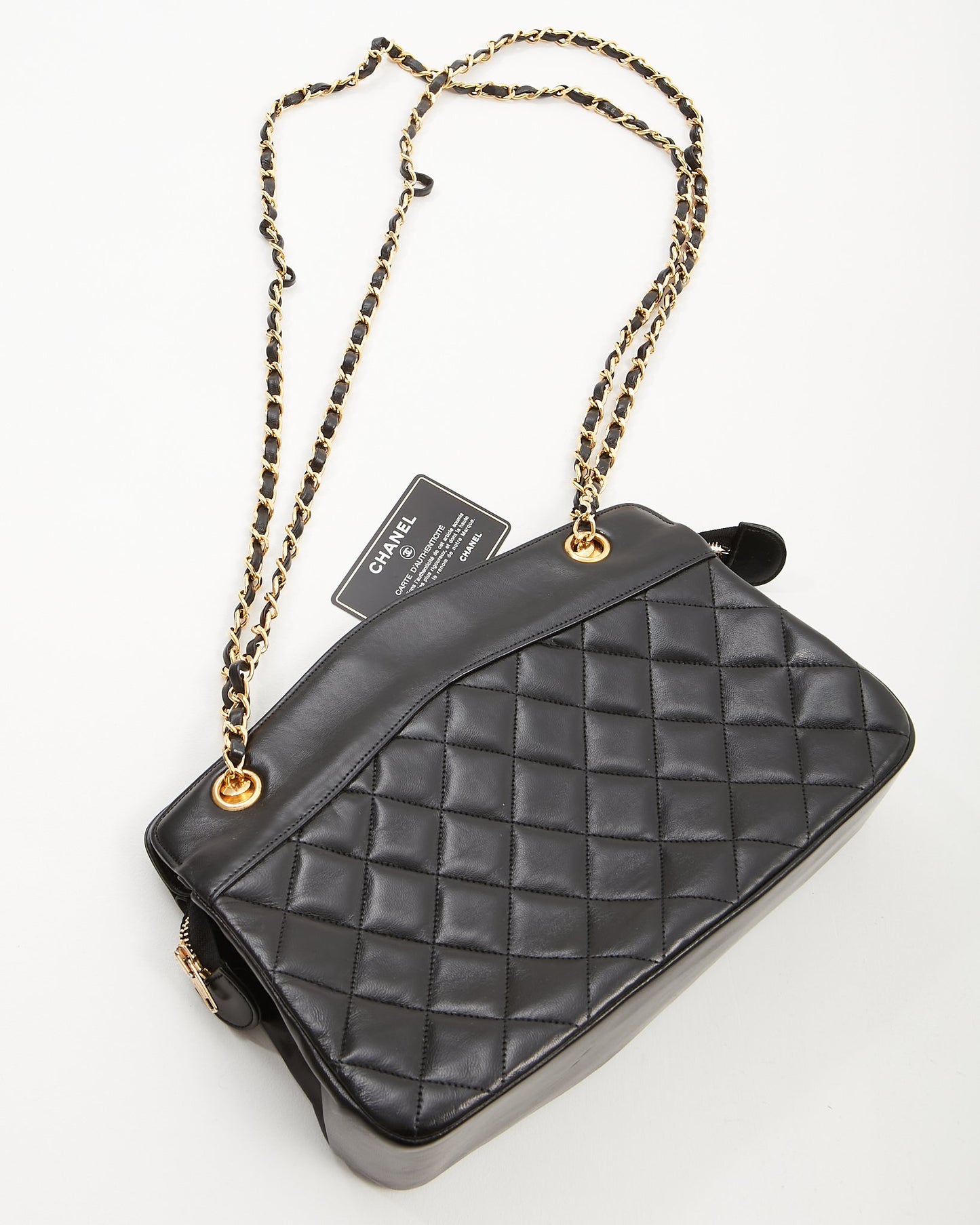 Chanel Black Vintage Lambskin 24K GHW Chain Bag