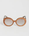 Prada Brown Wooden SPR27R Baroque Round Sunglasses