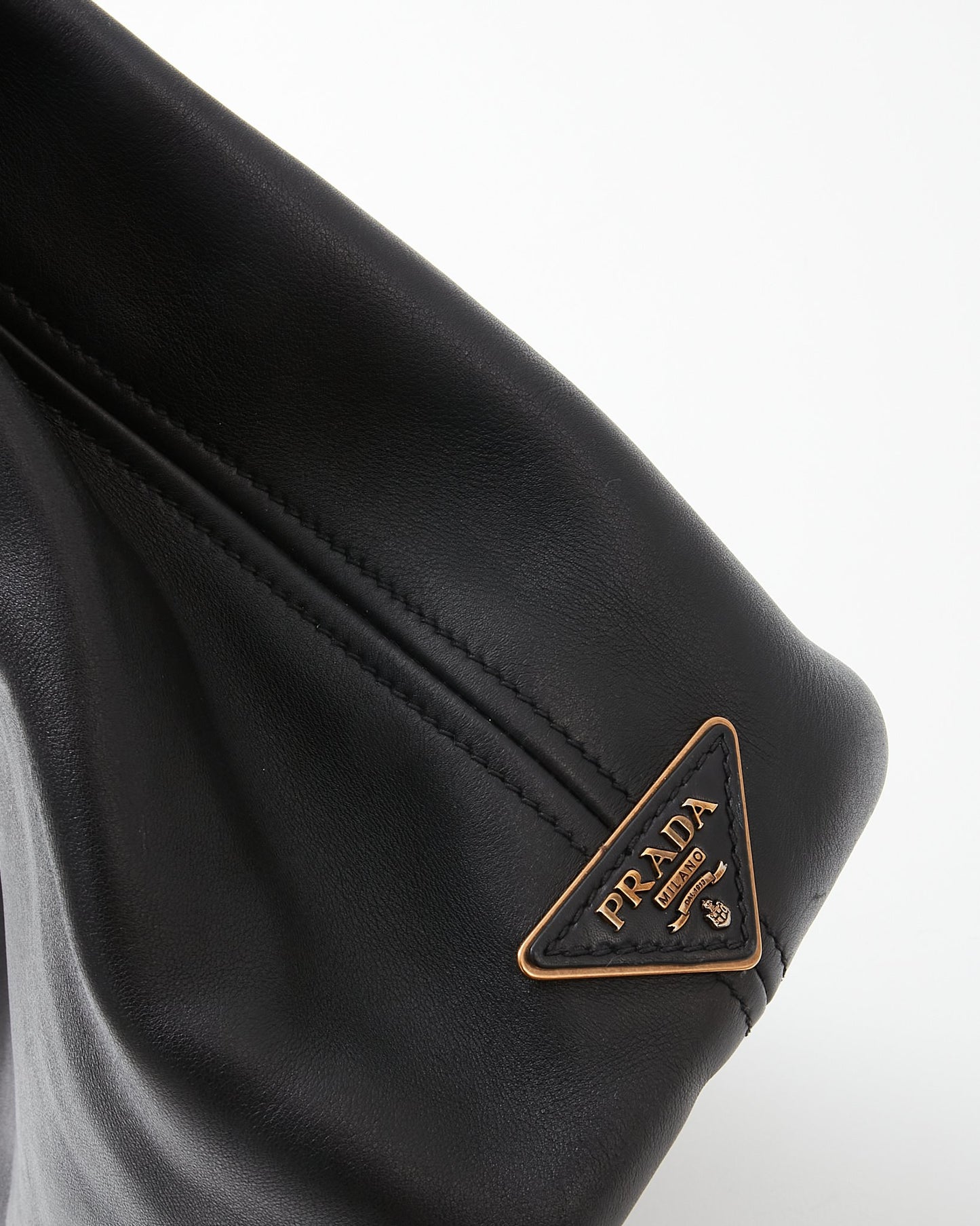 Prada Black Glace Calfskin Leather GHW Shoulder Bag