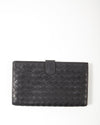 Bottega Veneta Black Intrecciato French Compact Wallet