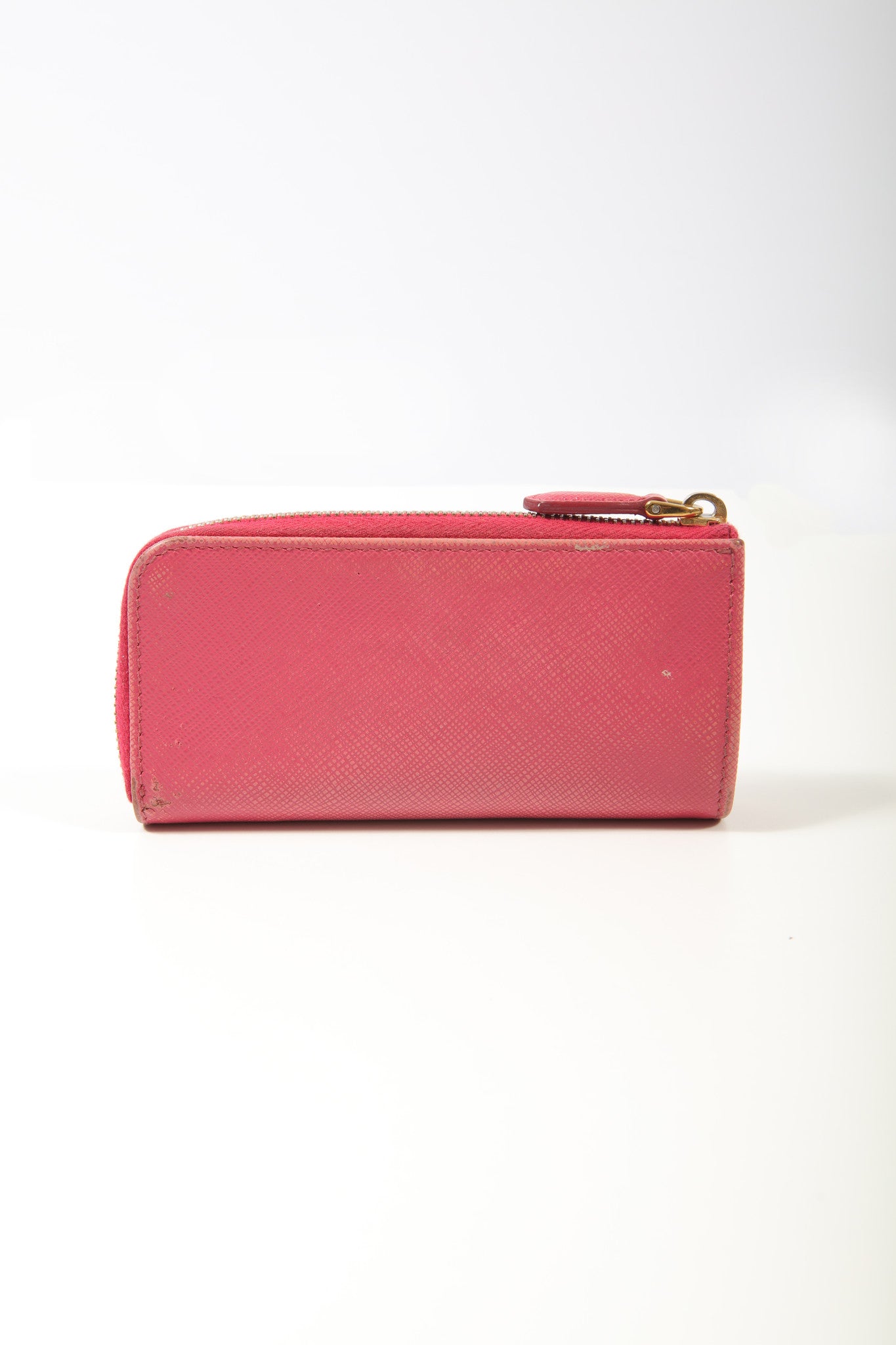 Prada Peonia Pink Saffiano Leather Pouch Key Chain