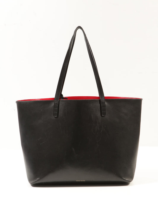 Mansur Gaviel Black/Red Leather Tote Bag