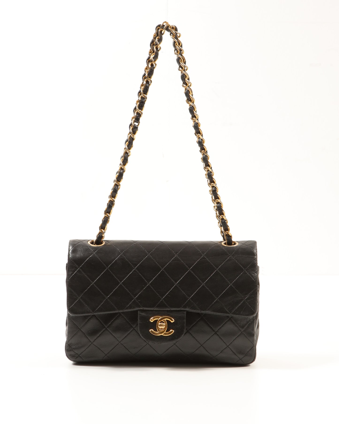 Chanel Vintage Black Lambskin Small Classic Double Flap Bag GHW