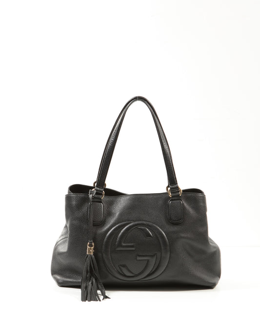 Gucci Black Soho Convertible 2 Way Tote Bag