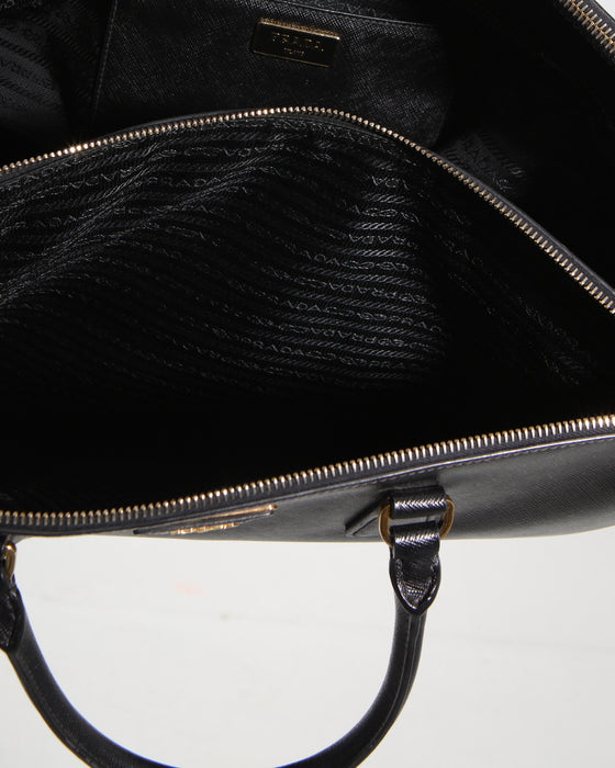 Prada Black Saffiano Leather XL Double Zip Tote