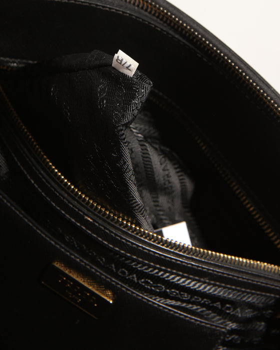 Prada Black Saffiano Leather XL Double Zip Tote