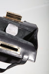 Gucci Black Suede Vintage Mini Gold G Logo Top Handle Bag
