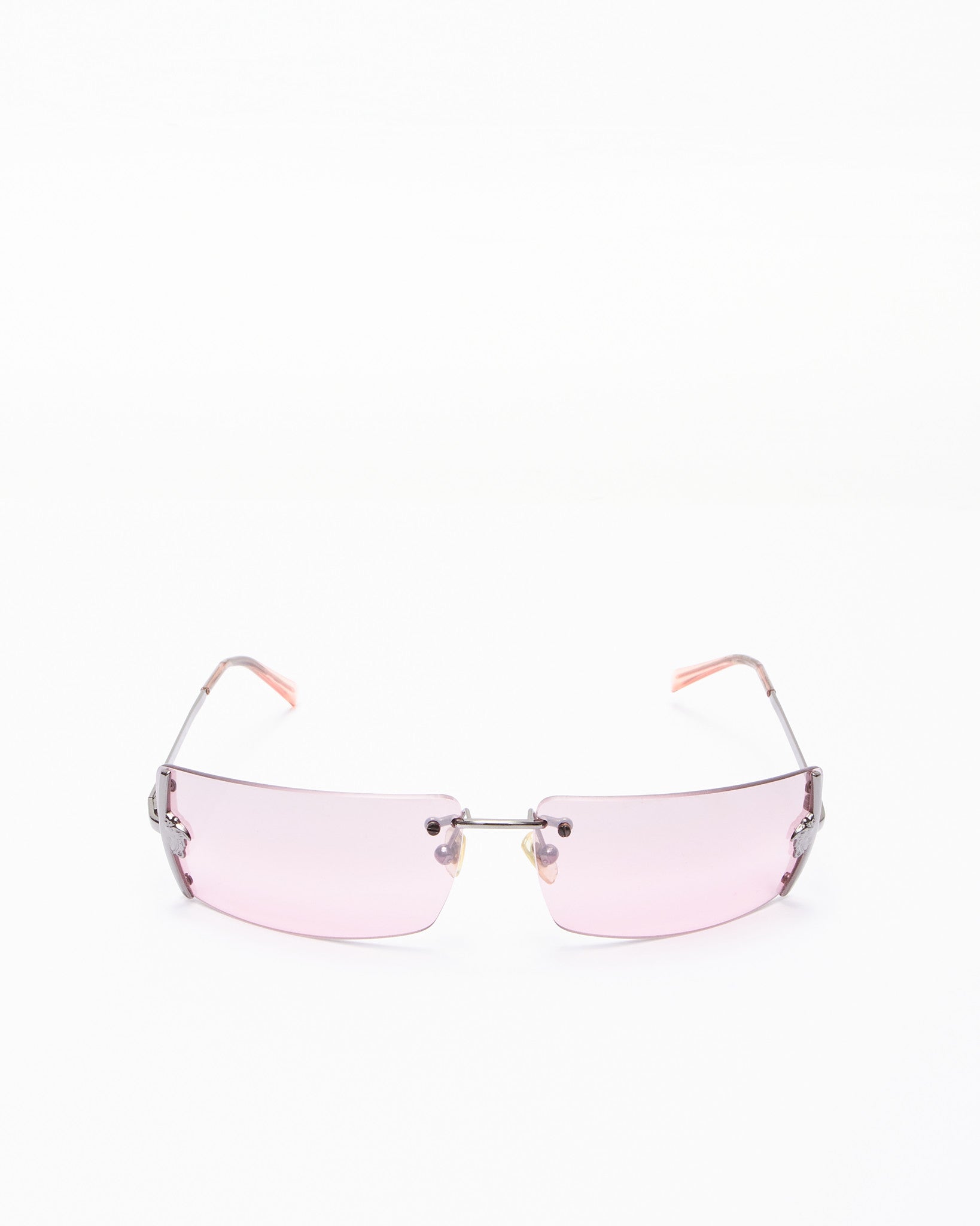 Versace Vintage Pink Lense Medusa Head Logo Sunglasses