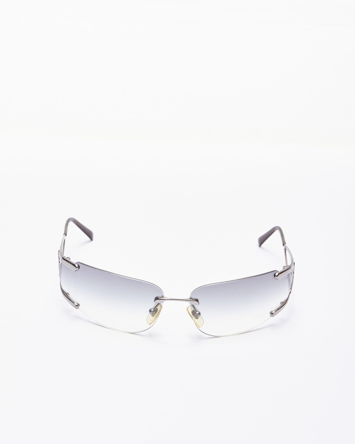 Versace Vintage Black Rimless MOD 2019 Shield Sunglasses