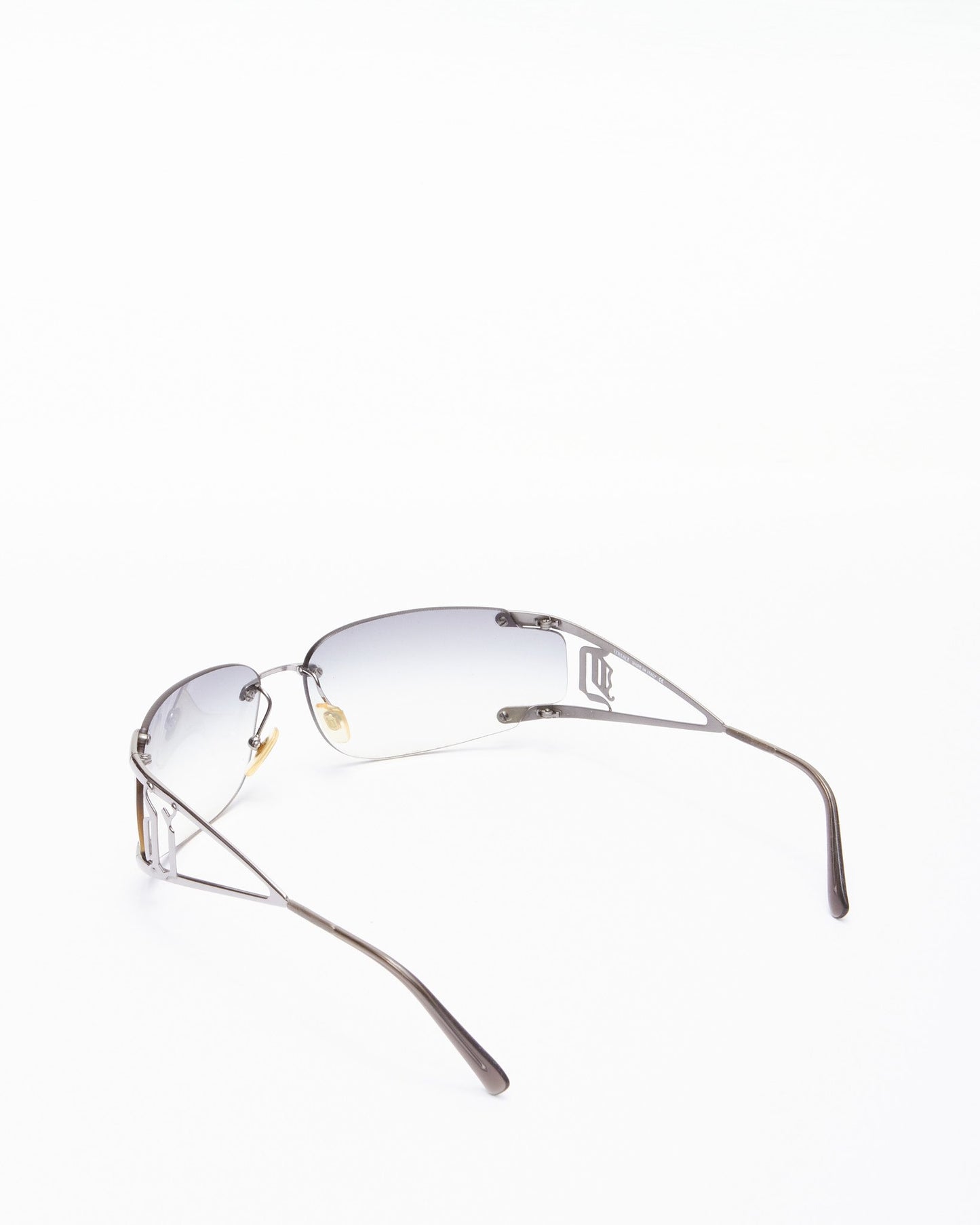 Versace Vintage Black Rimless MOD 2019 Shield Sunglasses