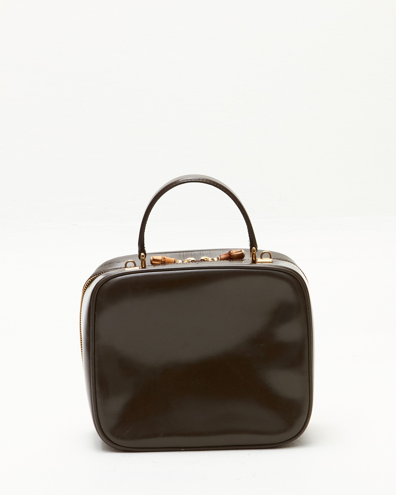 Gucci Vintage Brown Leather Vanity Top Handle Bag