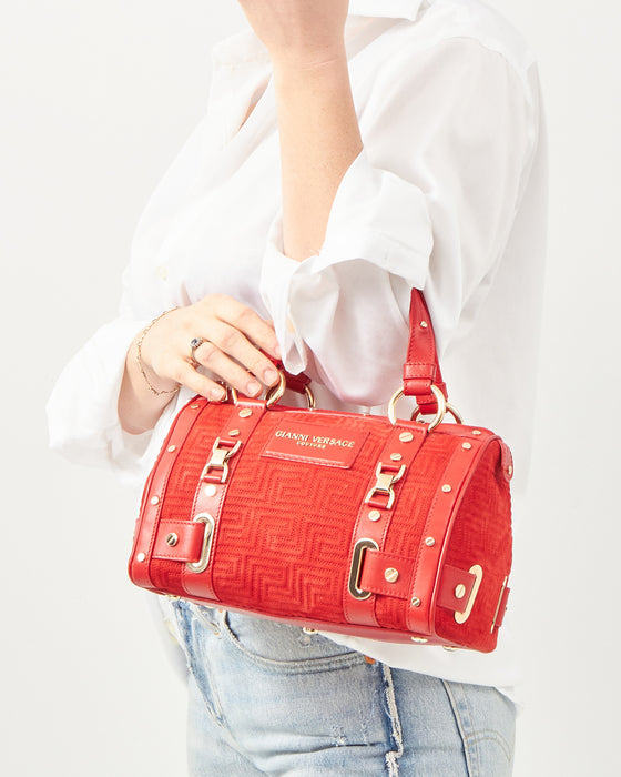 Versace Red Suede Leather Madonna Bag