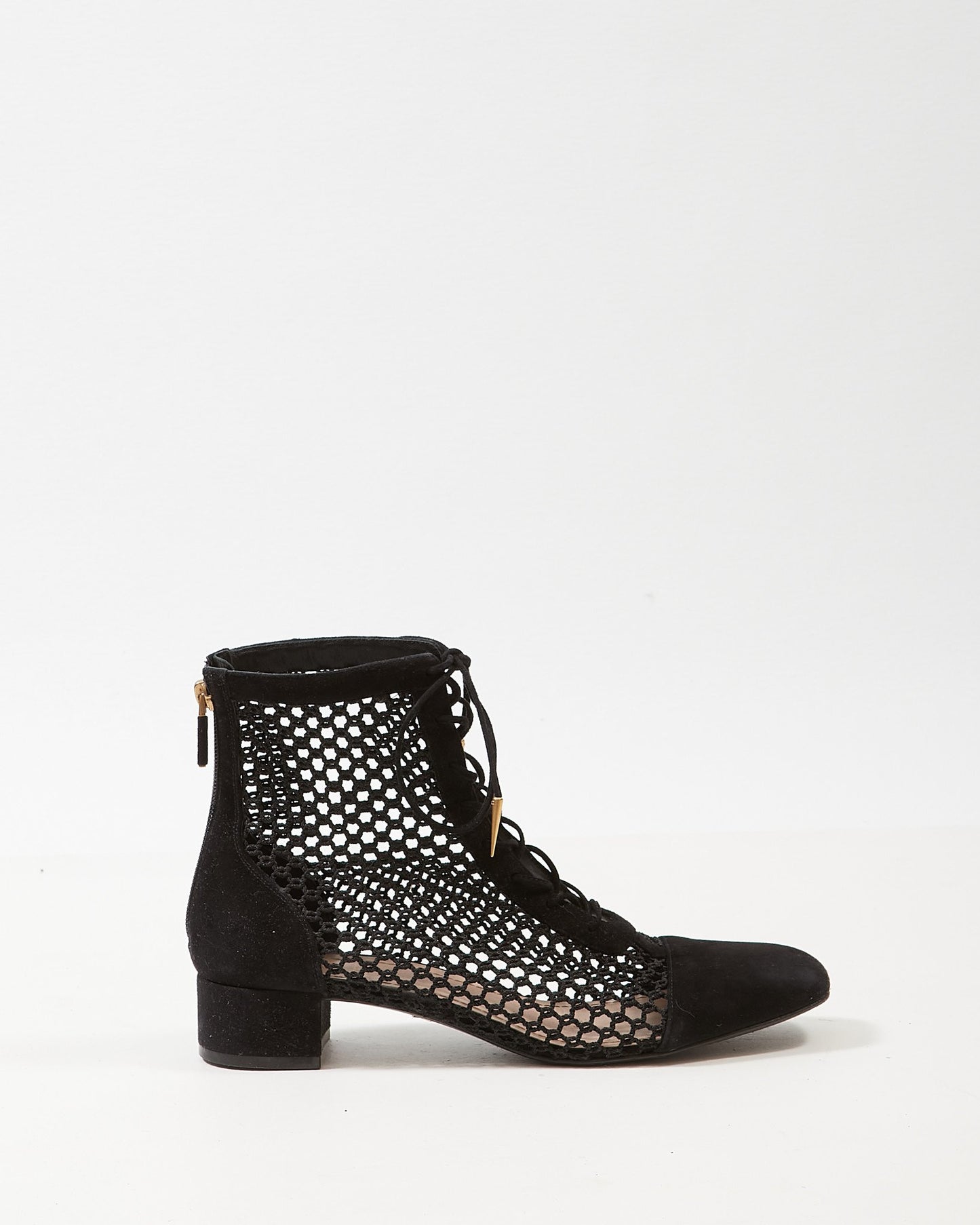 Dior Black Suede Naughtily-D Lace-Up Ankle Boots - 40