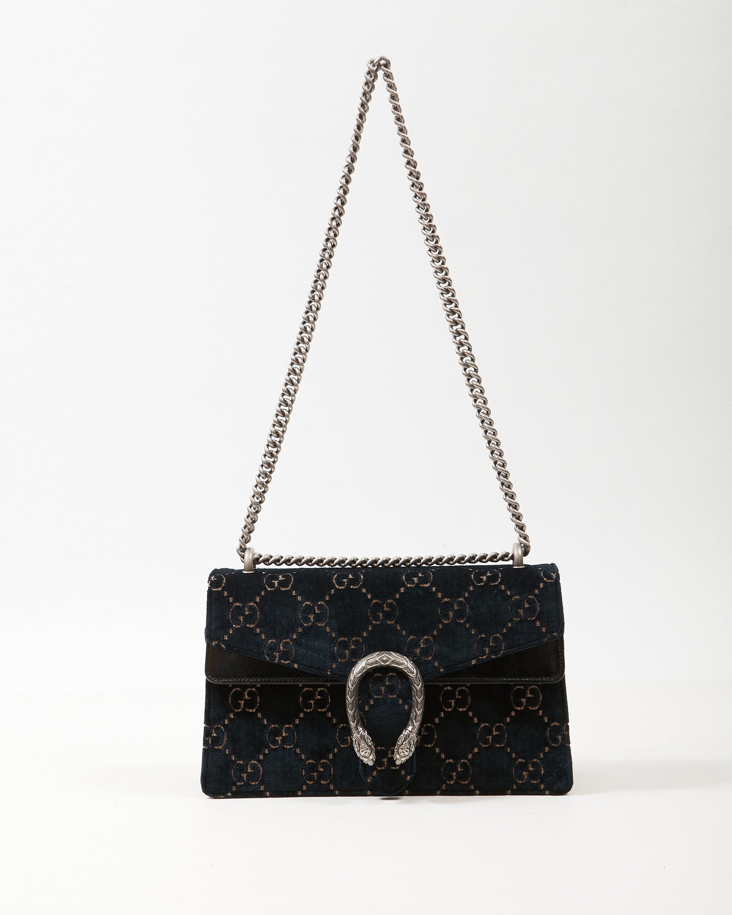 Gucci Navy Velvet GG Small Dionysus Shoulder Bag