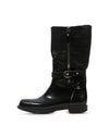 Stuart Weitzman Black Grained Leather Rubber Rain Boots - 37