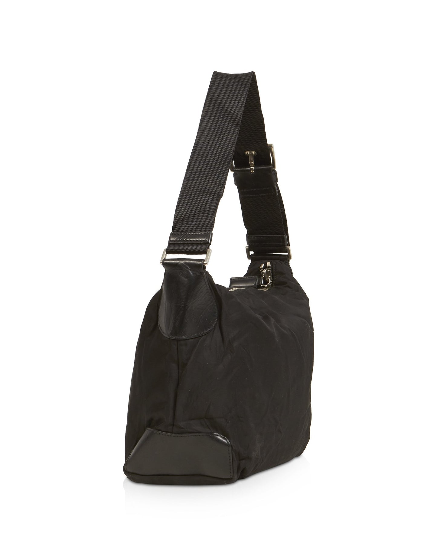 Prada Black Nylon Tessuto Belted Shoulder Bag