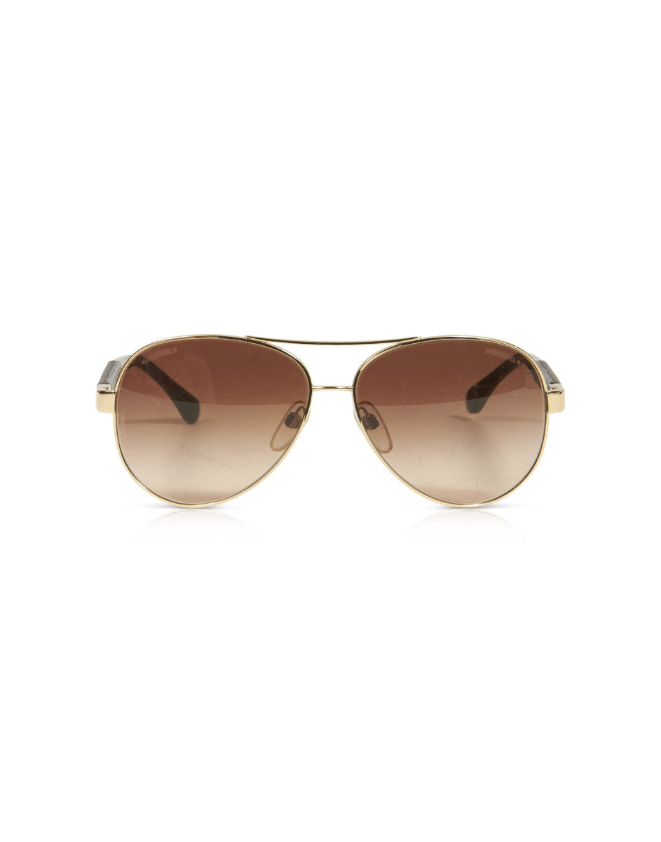 CHANEL Lambskin Aviator Sunglasses 4192Q Brown  Aviator sunglasses, Chanel  aviator sunglasses, Sunglasses