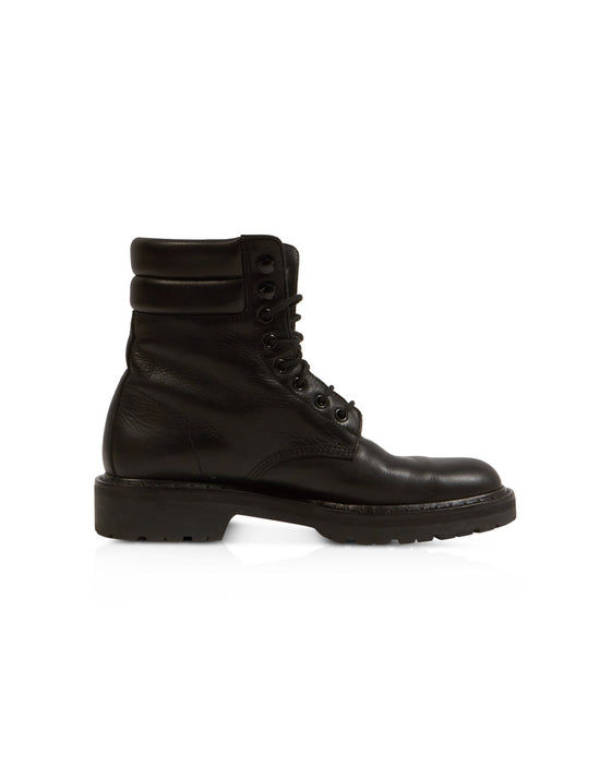 Saint Laurent Black Leather Combat Boots - 38