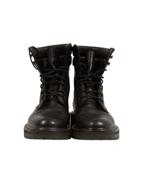 Saint Laurent Black Leather Combat Boots - 38