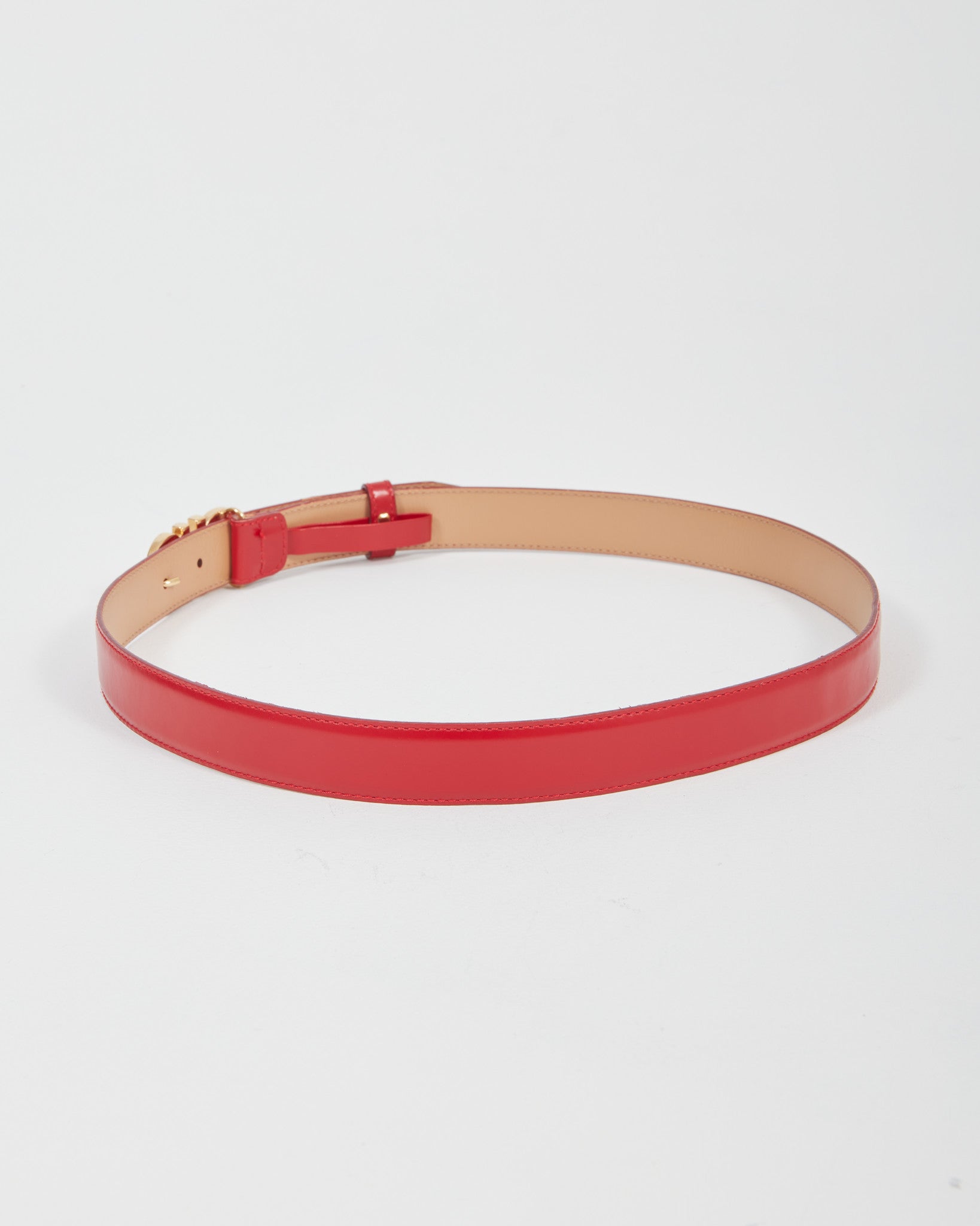 Ferragamo Red Leather Gancini Belt - 75