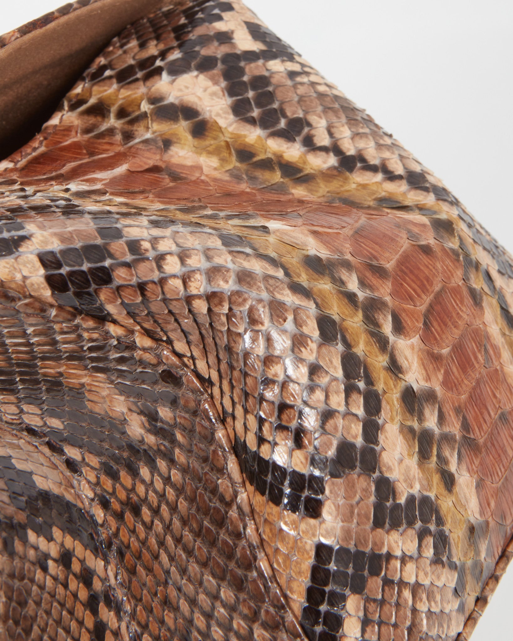 Fendi Brown Python Rectangular Evening Bag