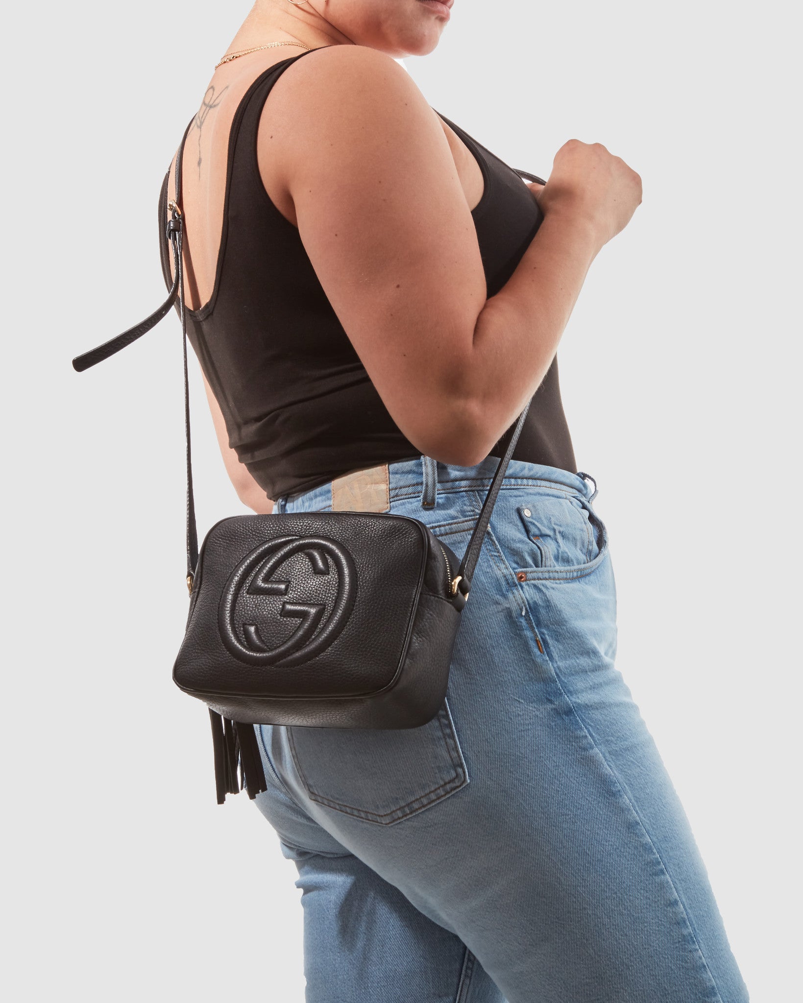 Gucci Black Pebbled Leather Disco Soho Camera Bag