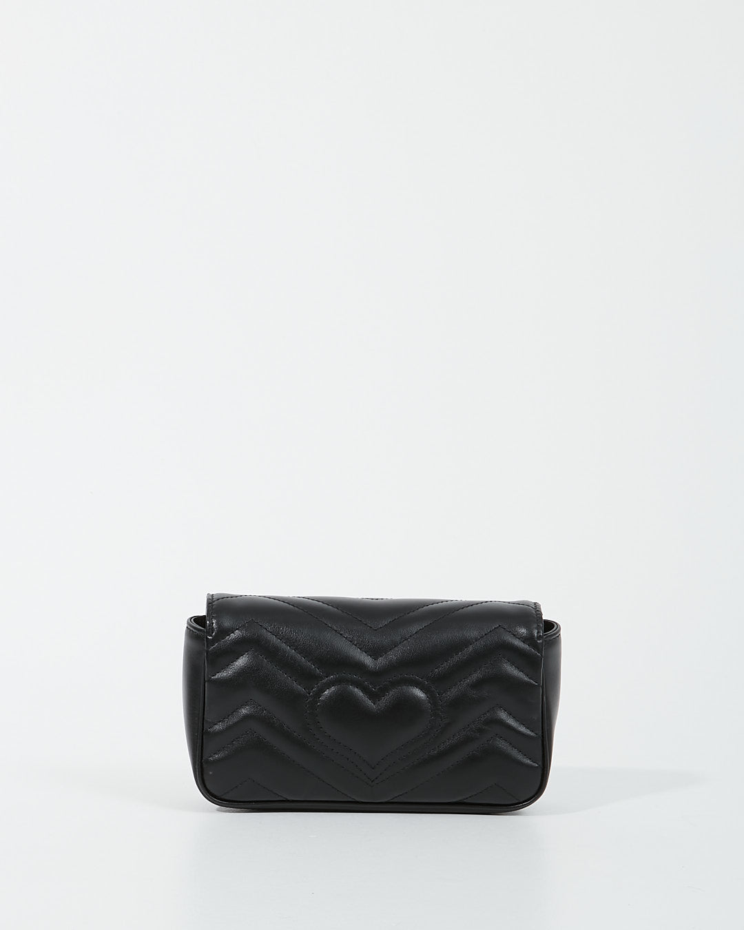 Gucci Black Chevron Leather GG Marmont Matelassé Super Mini Chain Bag