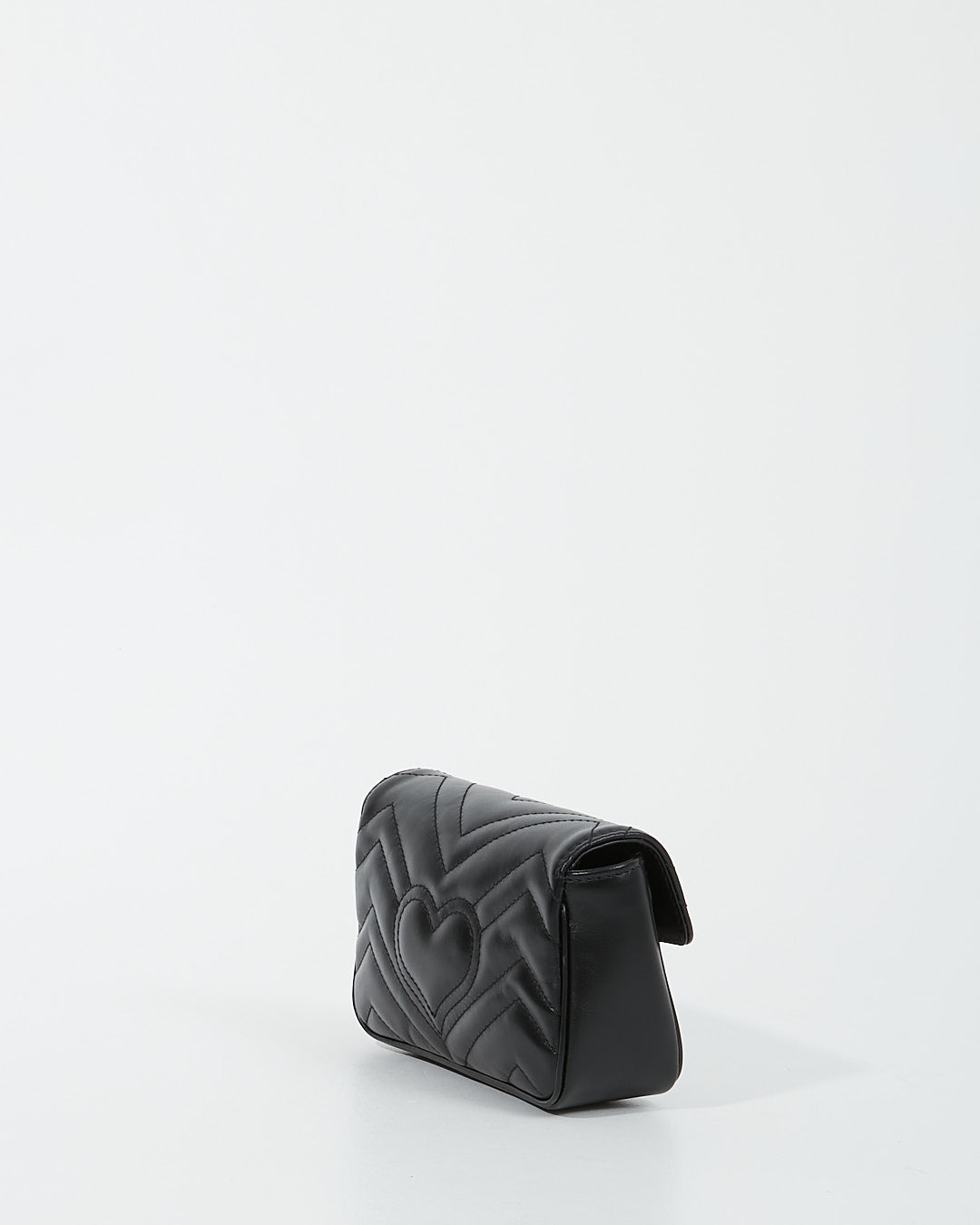 Gucci Black Chevron Leather GG Marmont Matelassé Super Mini Chain Bag