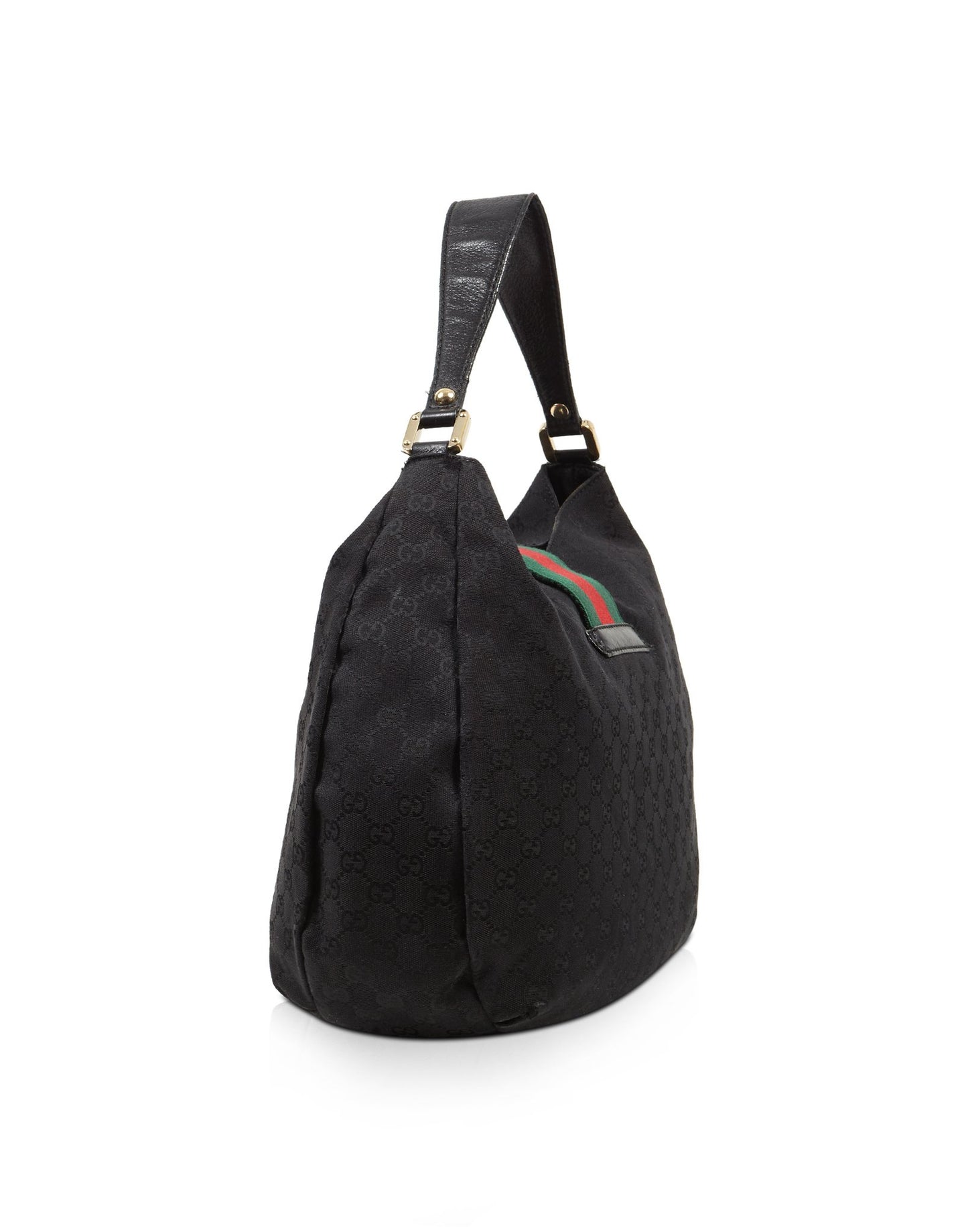 Gucci Black GG Canvas Web Hobo Shoulder Bag
