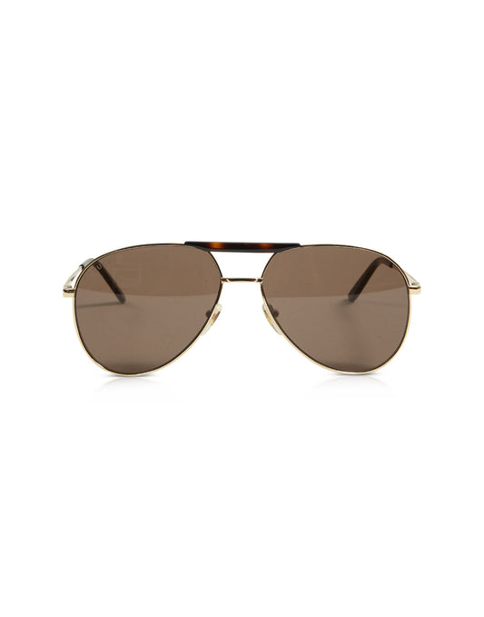 Gucci Gold/Brown GG0242S Aviator Sunglasses