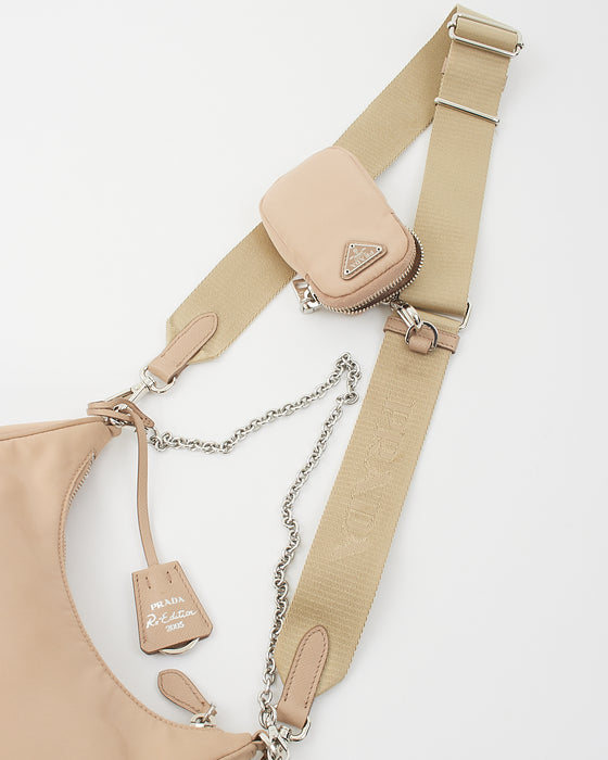 Prada Re-Edition Shoulder Bag Mini Nylon Cameo Beige