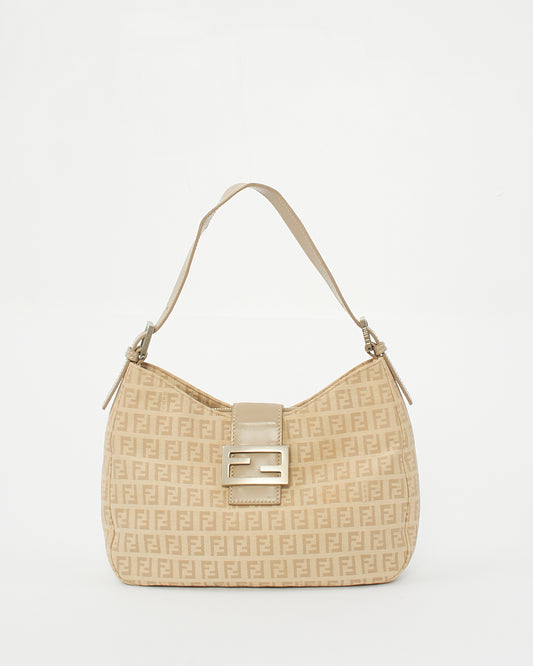 Fendi Beige Zucchino Print Canvas Small Hobo Shoulder Bag