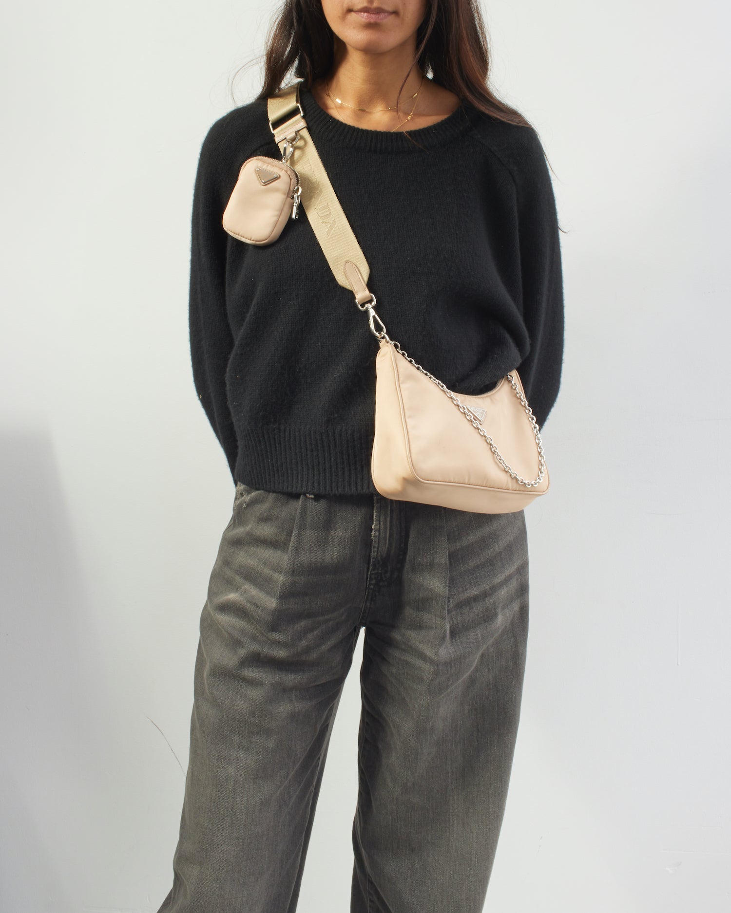 Explore a Prada Cameo Beige Re-Edition 2005 Re-Nylon bag