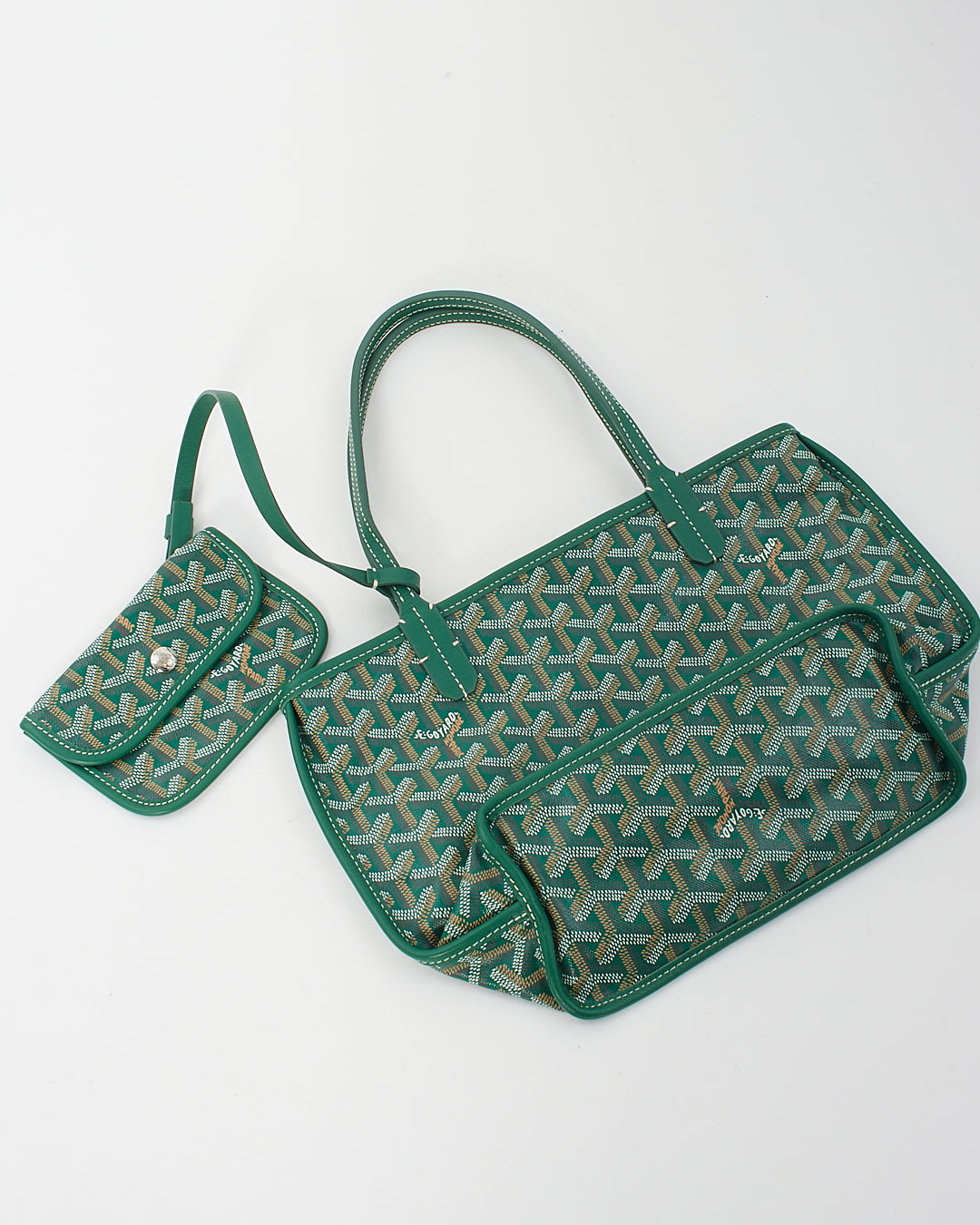 Mini sac Anjou réversible en toile verte Goyard