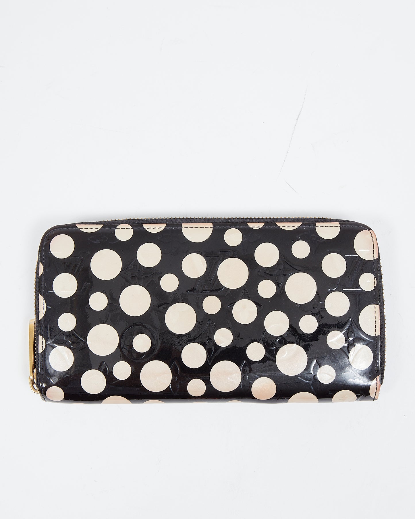 Portefeuille Zippy Louis Vuitton Noir/Blanc Vernis Polka Dot Yougi Collab