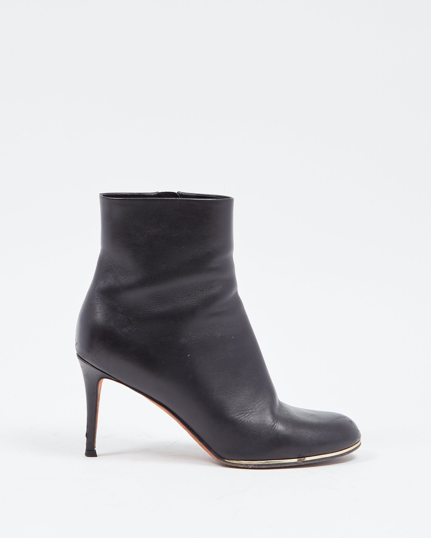 Givenchy Black Leather Gold Rim Heel Booties - 38