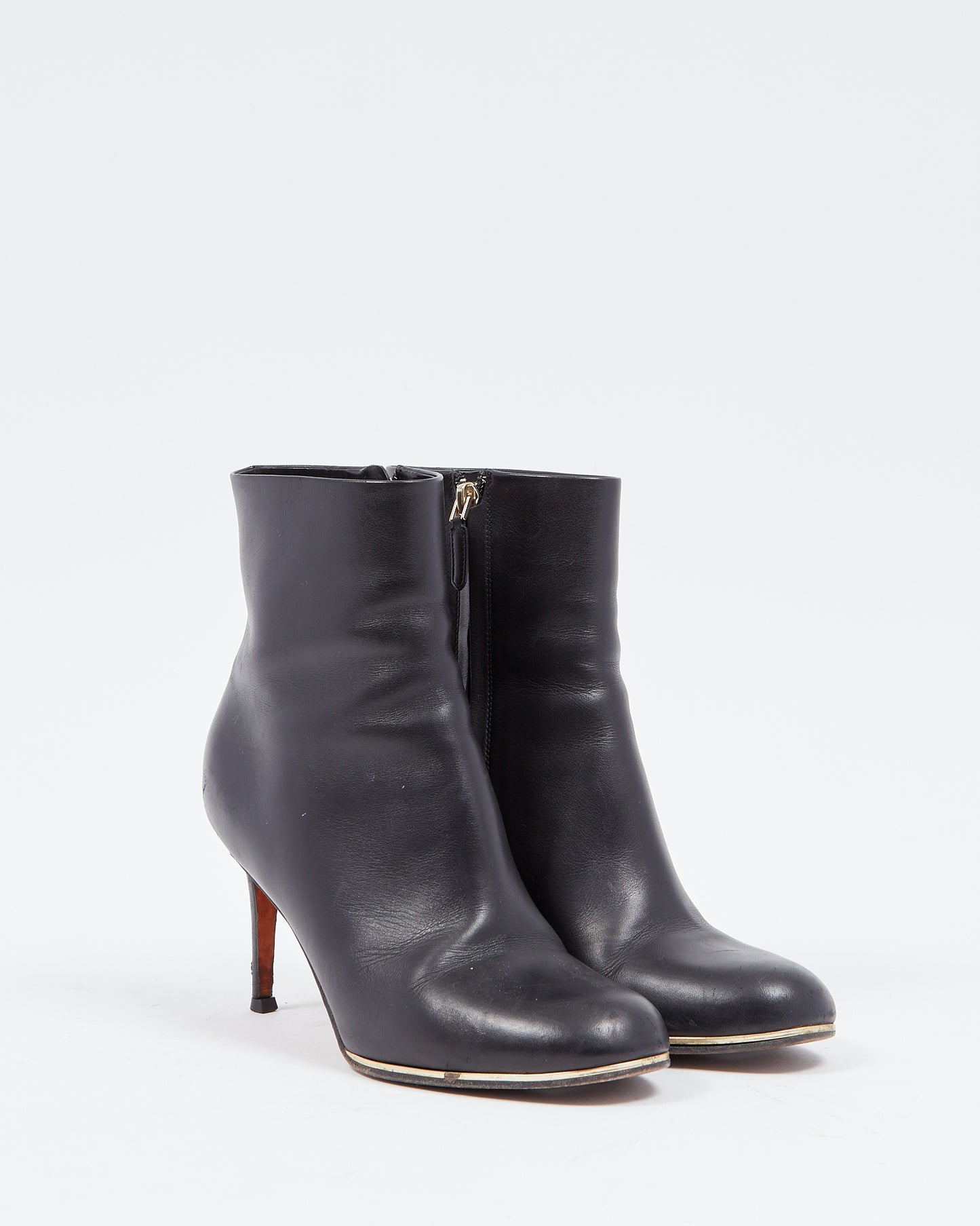 Givenchy Black Leather Gold Rim Heel Booties - 38