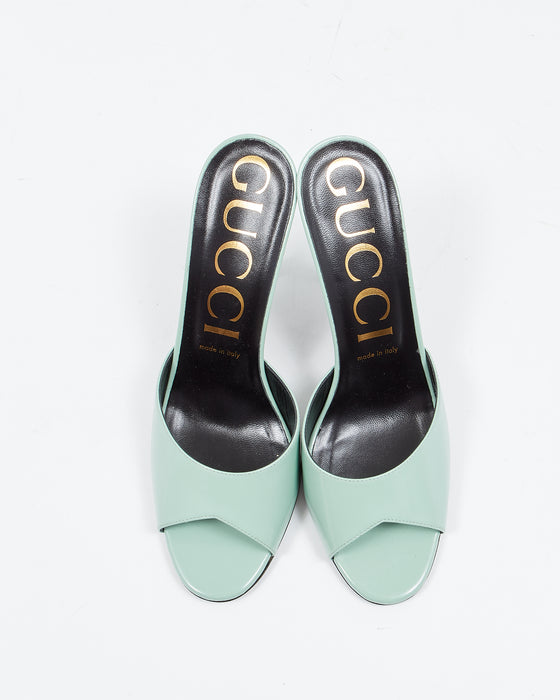 Gucci Turquoise/Mint Patent Scarlet Muled High Heels - 39.5