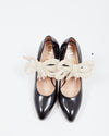 Gucci Black Shiny Leather with Pearl Bow Accent Pumps - 39