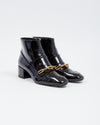 Burberry Black Patent Gold Chain Ankle Booties - 39.5