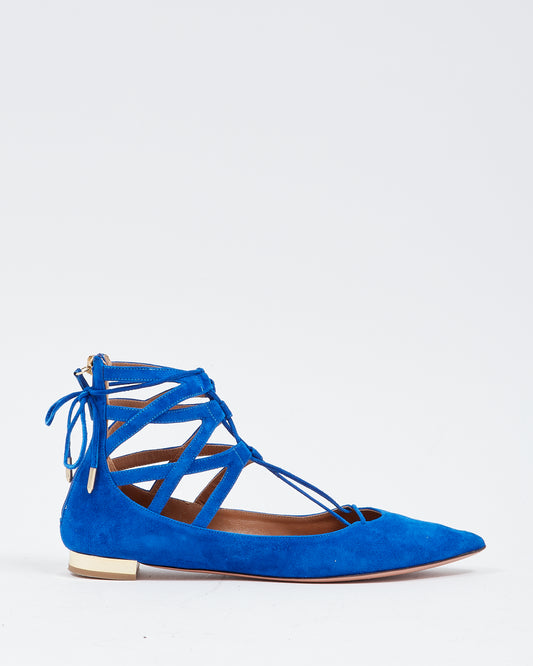 Cobalt Blue Lace Up Flats Explore A Aquazzura Royal Blue Suede