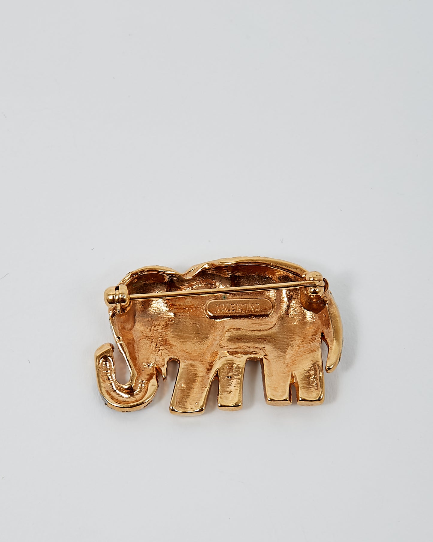 Broche éléphant en cristal doré vintage Valentino