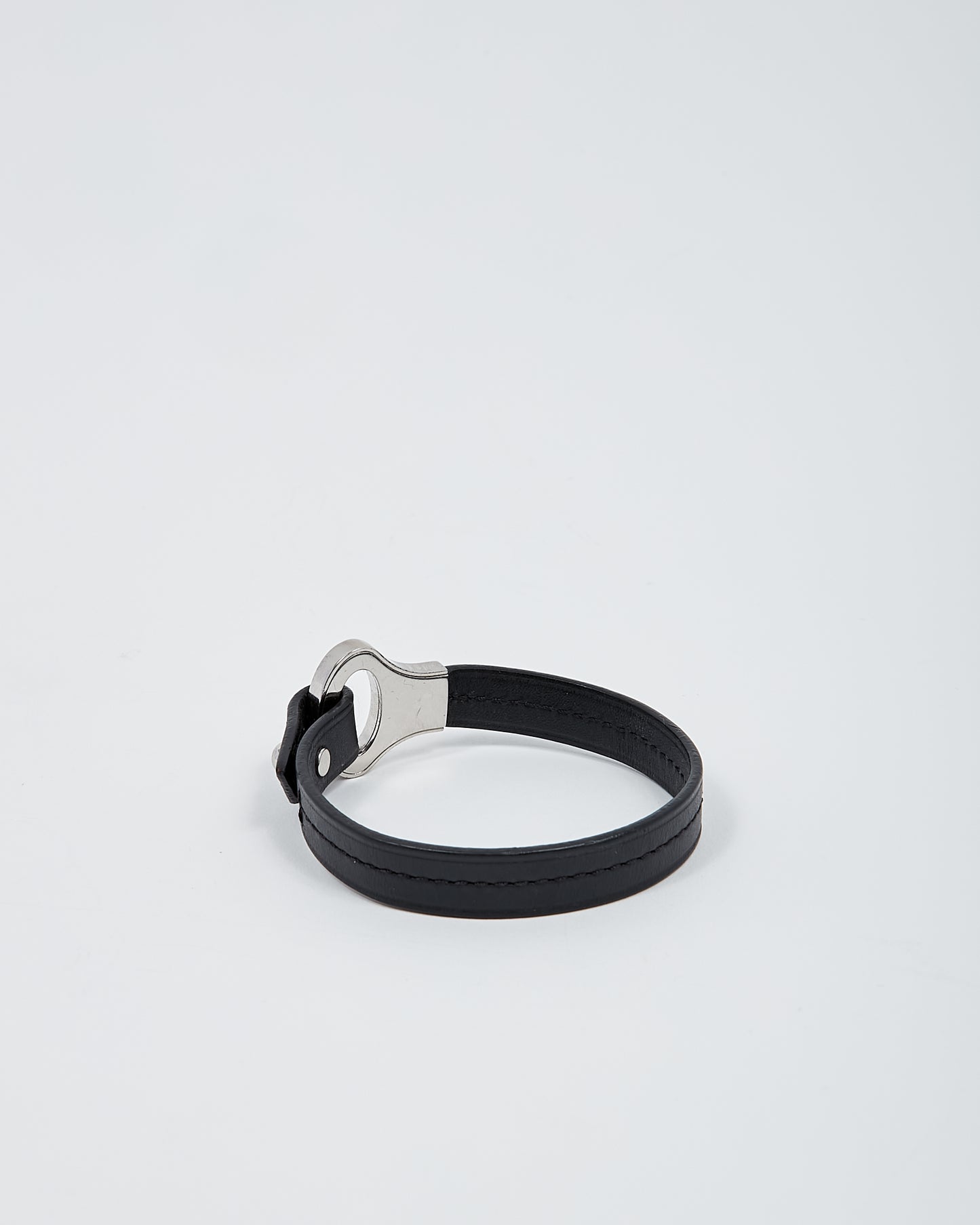 Bracelet en cuir noir Louis Vuitton Silver Archive - L