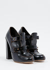 Chloé Black Leather Cut Out Block Heel Booties - 38.5